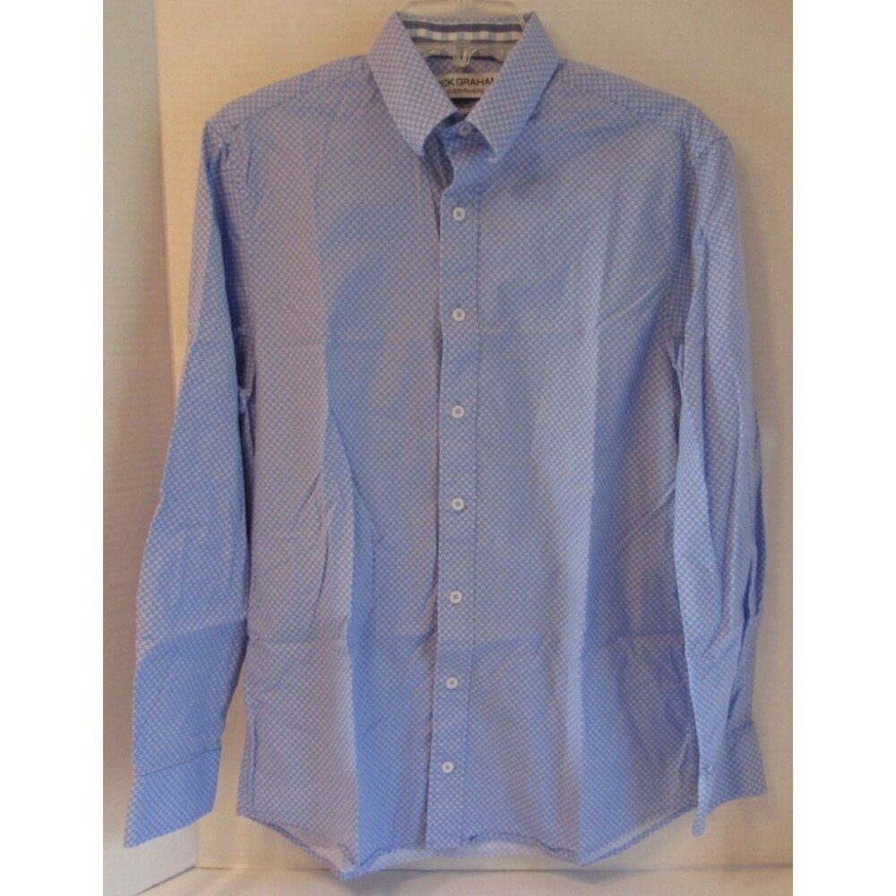 Nick Graham Everywhere Stretch Modern Fit LS Shirt Blue Flip Cuff Mens M Stretch